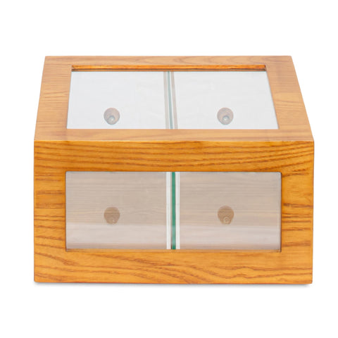 14 in. Wooden Double Bin Bread Drawer in Light Brown