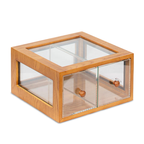 14 in. Wooden Double Bin Bread Drawer in Light Brown