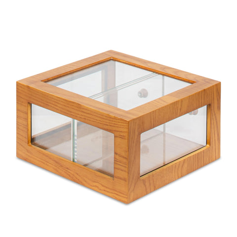 14 in. Wooden Double Bin Bread Drawer in Light Brown