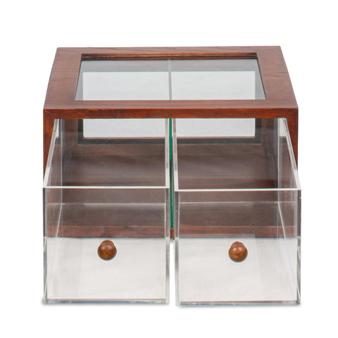 14 in. Wooden Double Bin Bread Drawer in Brown