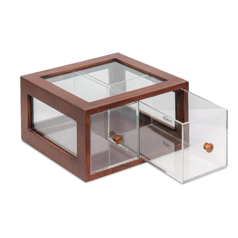 14 in. Wooden Double Bin Bread Drawer in Brown