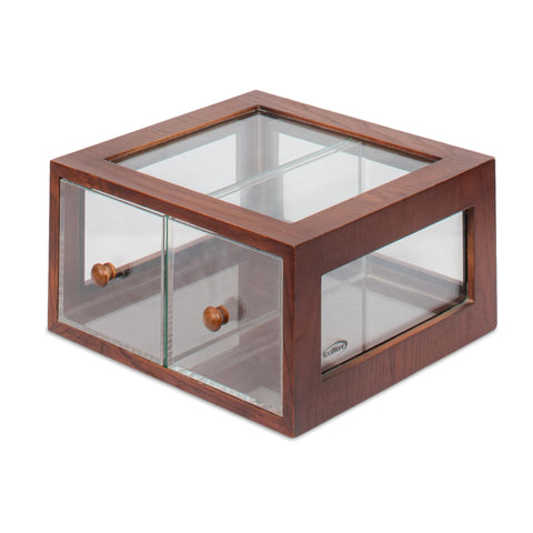 14 in. Wooden Double Bin Bread Drawer in Brown