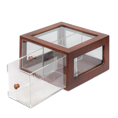14 in. Wooden Double Bin Bread Drawer in Brown