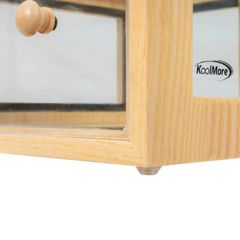14 in. Wooden Double Bin Bread Drawer in Beige