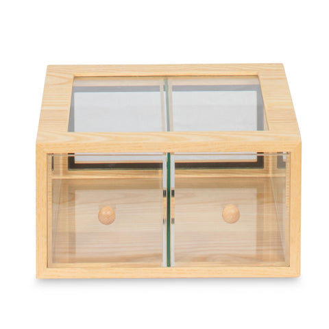 14 in. Wooden Double Bin Bread Drawer in Beige