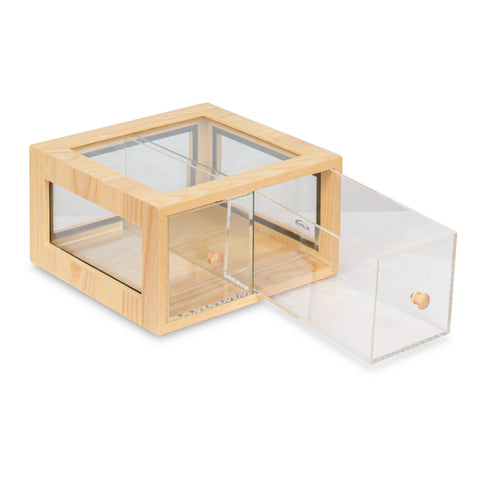 14 in. Wooden Double Bin Bread Drawer in Beige