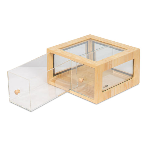 14 in. Wooden Double Bin Bread Drawer in Beige