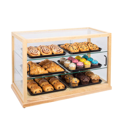 44 in. Artisan Wooden Bakery Horizontal Display Case in Beige