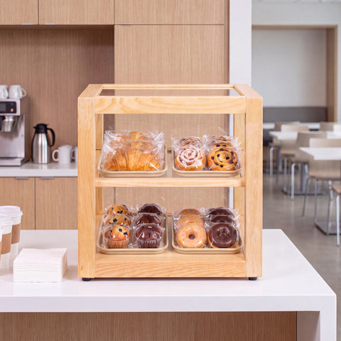 15 in. Artisan Wooden Bakery Square Display Case in Beige