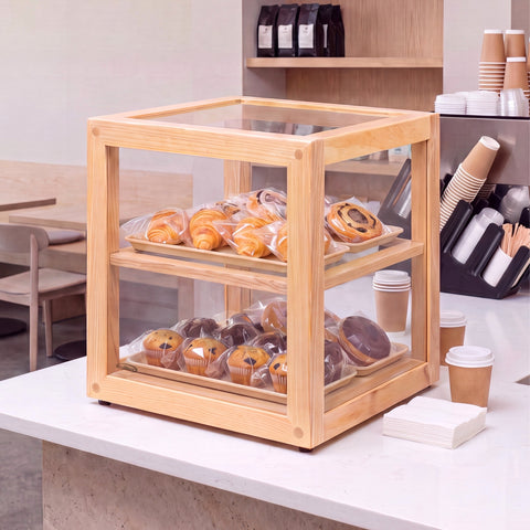15 in. Artisan Wooden Bakery Square Display Case in Beige