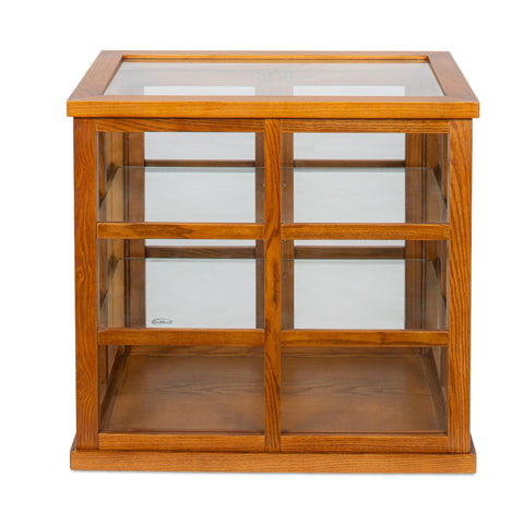 25 in. 3-Tier Paneled Wooden Bakery Display Case with Swing Doors in Light Brown