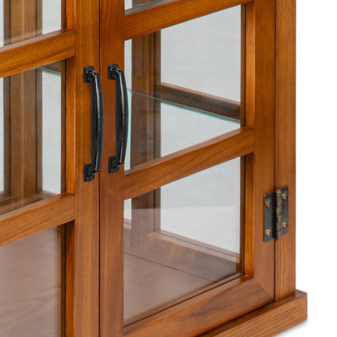 25 in. 3-Tier Paneled Wooden Bakery Display Case with Swing Doors in Light Brown