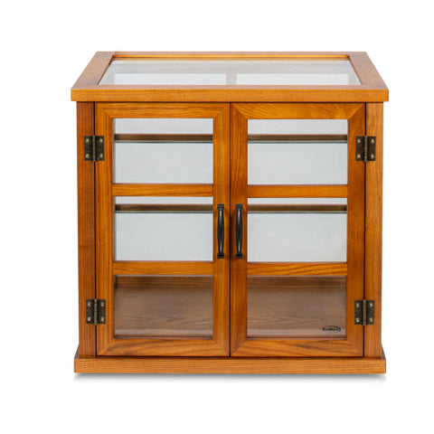 25 in. 3-Tier Paneled Wooden Bakery Display Case with Swing Doors in Light Brown