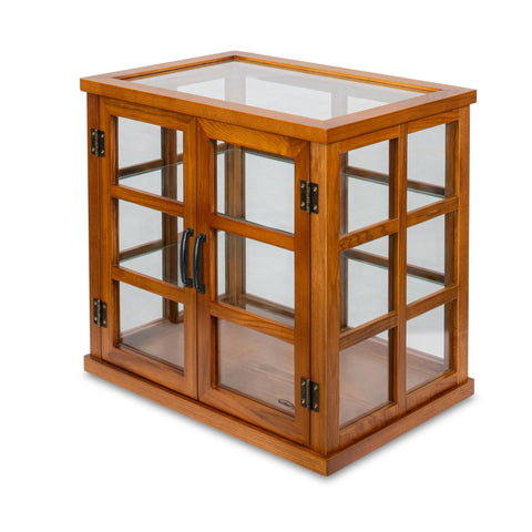 25 in. 3-Tier Paneled Wooden Bakery Display Case with Swing Doors in Light Brown