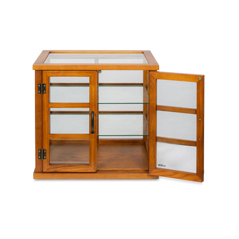 25 in. 3-Tier Paneled Wooden Bakery Display Case with Swing Doors in Light Brown