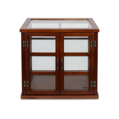 25 in. 3-Tier Paneled Wooden Bakery Display Case with Swing Doors in Brown