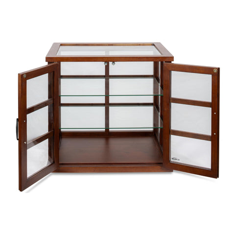 25 in. 3-Tier Paneled Wooden Bakery Display Case with Swing Doors in Brown