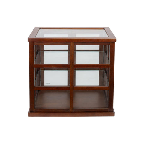 25 in. 3-Tier Paneled Wooden Bakery Display Case with Swing Doors in Brown