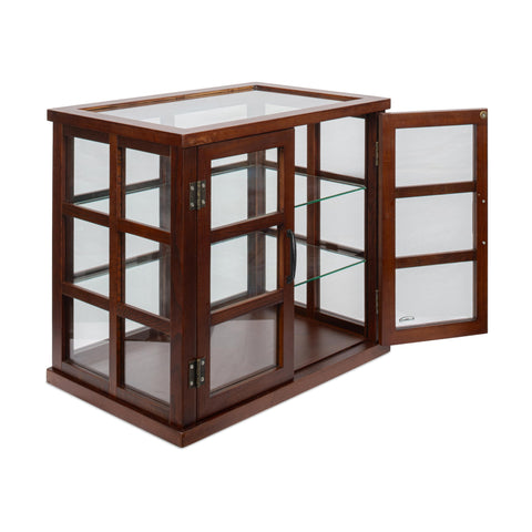 25 in. 3-Tier Paneled Wooden Bakery Display Case with Swing Doors in Brown