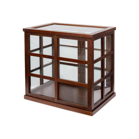 25 in. 3-Tier Paneled Wooden Bakery Display Case with Swing Doors in Brown
