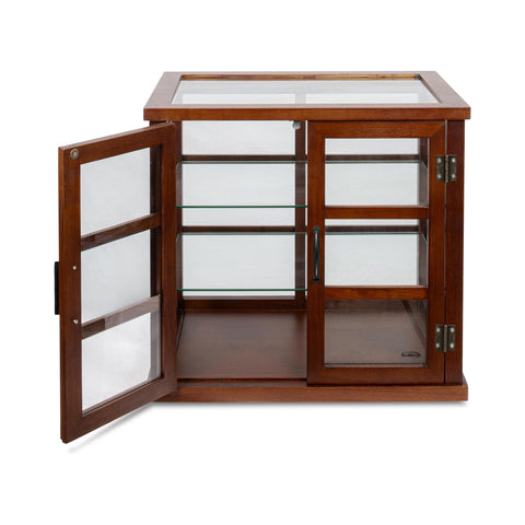 25 in. 3-Tier Paneled Wooden Bakery Display Case with Swing Doors in Brown