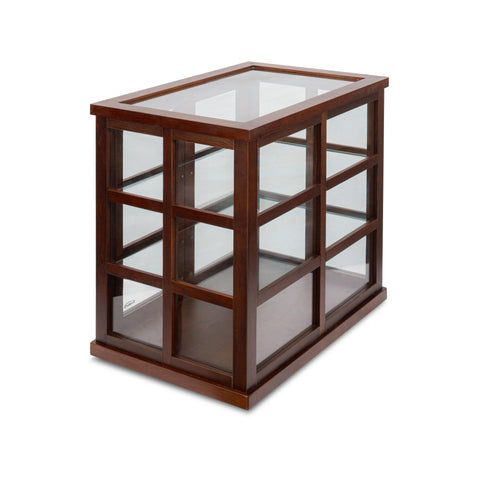25 in. 3-Tier Paneled Wooden Bakery Display Case with Swing Doors in Brown