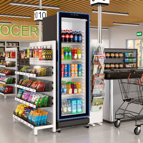 23 in. 12.4 cu. ft. Commercial Merchandiser Refrigerator with LED Colored Lights, ETL Listed