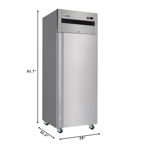 30 in. Solid Door Commercial Reach-In Refrigerator with Top-Mounted Compressor, 25 cu. ft. in Stainless-Steel
