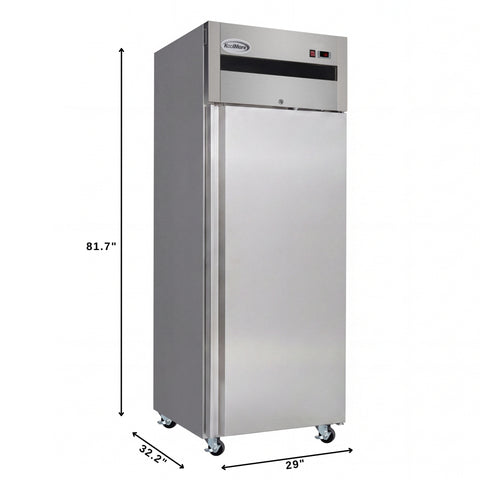 30 in. Solid Door Commercial Reach-In Freezer with Top-Mounted Compressor, 25 cu. ft. in Stainless-Steel