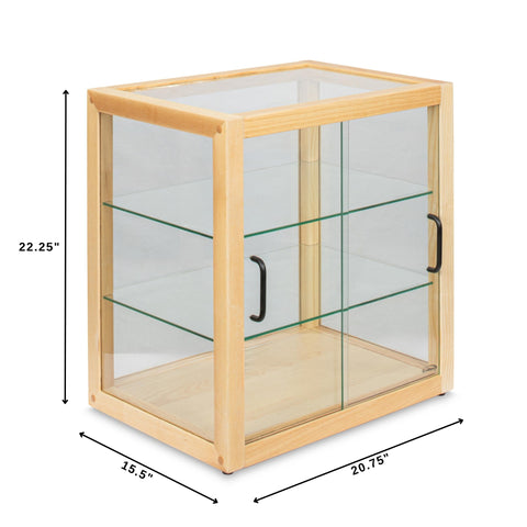 22 in. 3-Tier Artisan Wooden Bakery Display Case in Beige