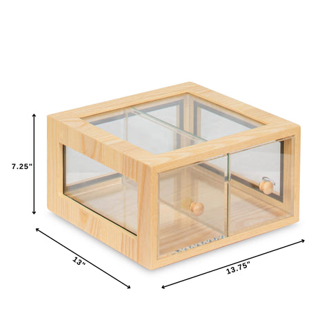 14 in. Wooden Double Bin Bread Drawer in Beige