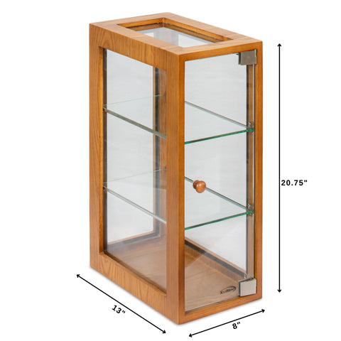 13 in. 3-Tier Bread Wooden Display Case with Swing Door in Light Brown