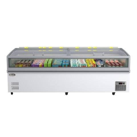 98 in. 38 cu. ft. Commercial Auto Defrost Convertible Island Freezer/Refrigerator in White
