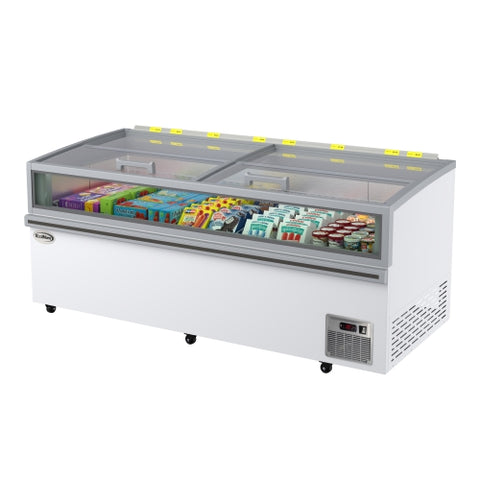 79 in. 31 cu. ft. Commercial Auto Defrost Convertible Island Freezer/Refrigerator in White