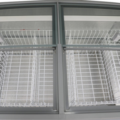 77 in. 27.5 cu. ft. Commercial Auto Defrost Convertible Aisle-End Island Freezer/Refrigerator in White