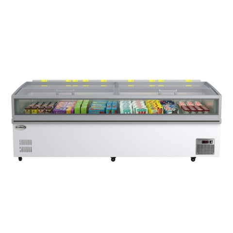 98 in. 38 cu. ft. Commercial Auto Defrost Convertible Island Freezer/Refrigerator in White