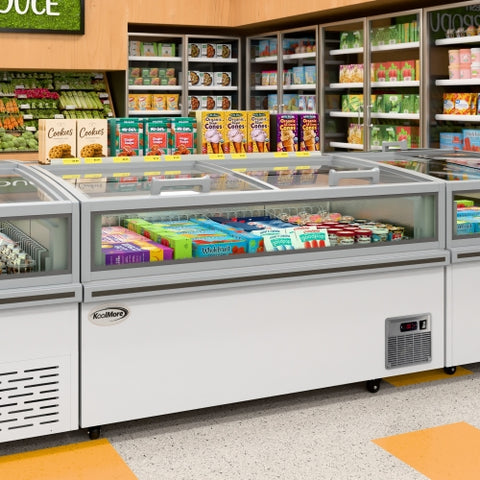 59 in. 20 cu. ft. Commercial Auto Defrost Convertible Island Freezer/Refrigerator in White