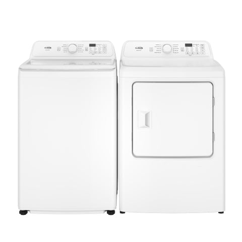 25 in. 4 cu. ft. Top Load Washer with Agitator and 27 in. 7 cu. ft. 240V Electric Dryer Laundry Set in White