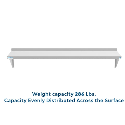 12" x 60" 18-Gauge Stainless-Steel Heavy Duty Wall Shelf