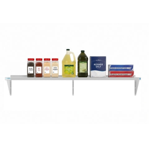 12" x 72" 18-Gauge Stainless-Steel Heavy Duty Wall Shelf