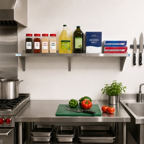 12" x 72" 18-Gauge Stainless-Steel Heavy Duty Wall Shelf