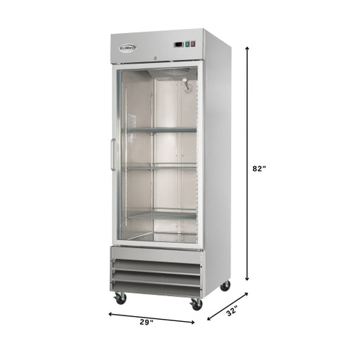 29 in. One Glass Door Reach-In Freezer 23 cu ft.