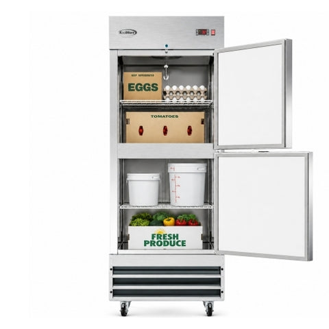 29 in. Commercial Stainless Steel Solid Half Door Reach-In Refrigerator, 23 cu. ft.