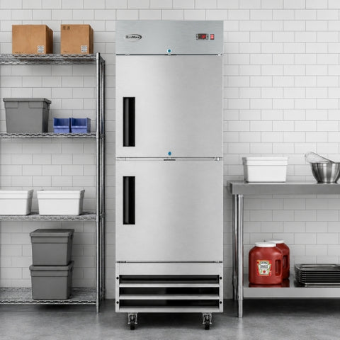 29 in. Commercial Stainless Steel Solid Half Door Reach-In Refrigerator, 23 cu. ft.
