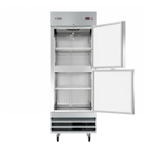 29 in. Commercial Stainless Steel Solid Half Door Reach-In Refrigerator, 23 cu. ft.