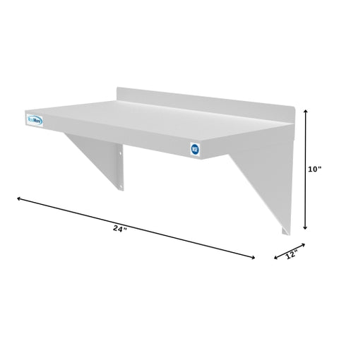 12" x 24" 18-Gauge Stainless-Steel Heavy Duty Wall Shelf