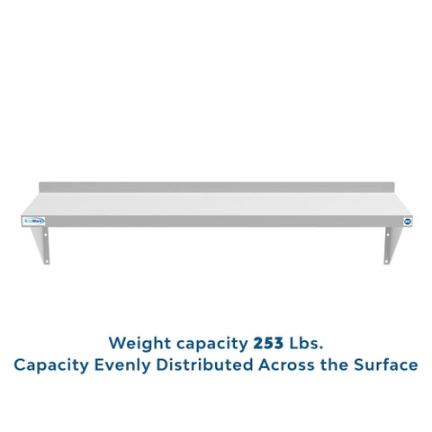 12" x 48" 18-Gauge Stainless-Steel Heavy Duty Wall Shelf