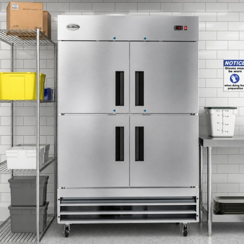 54 in. Commercial Stainless Steel Solid Half Door Reach-In Refrigerator 47 cu. ft.