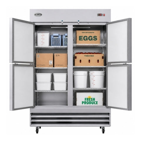 54 in. Commercial Stainless Steel Solid Half Door Reach-In Refrigerator 47 cu. ft.