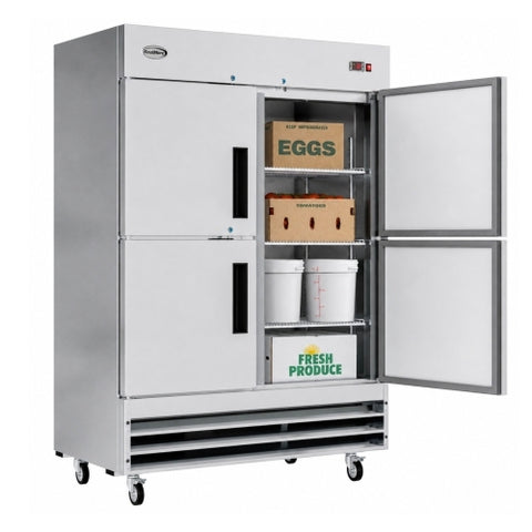 54 in. Commercial Stainless Steel Solid Half Door Reach-In Refrigerator 47 cu. ft.